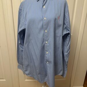 Ralph Lauren Blue Striped Casual Button Down Shirt